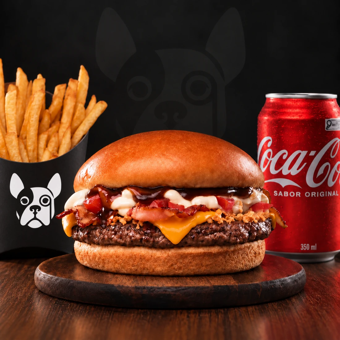 Combo Angus no Alho do Hicks: Montevidéu + fritas + bebida à sua escolha